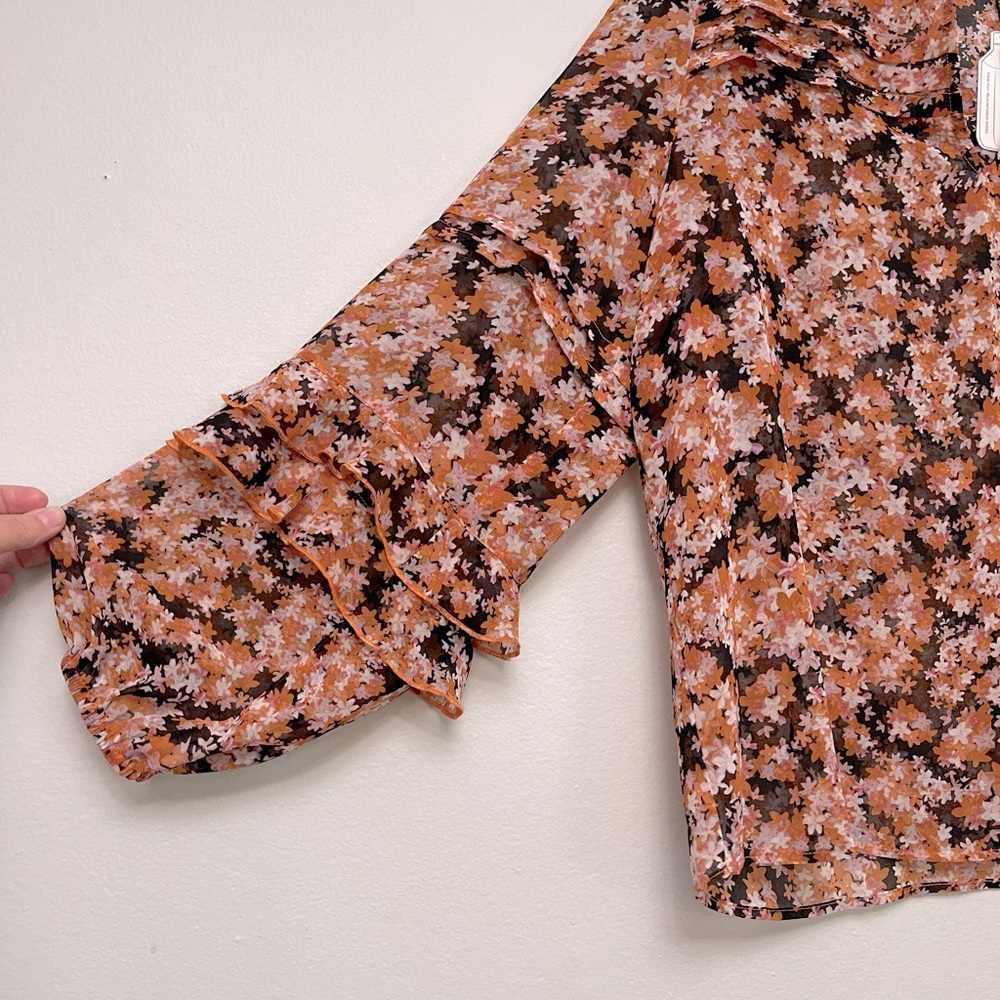 NWT Sanctuary Floral Pin Tuck Blouse sz XL - Picture 4 of 10